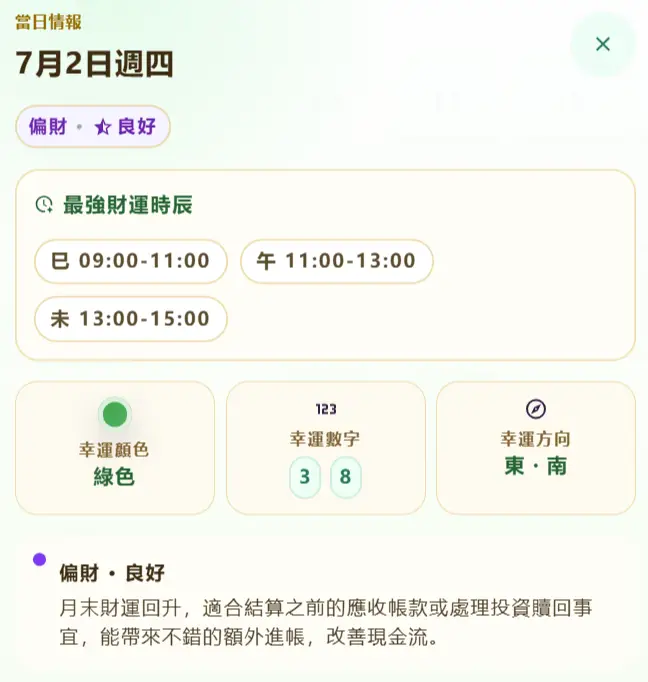 催財月曆流日詳情:當日情報、最強財運時辰與幸運元素