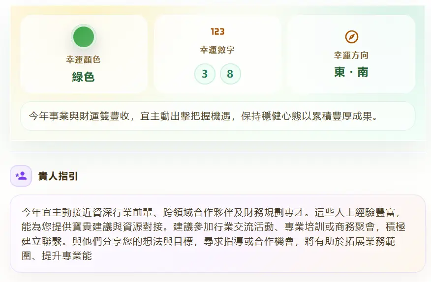 催運要點分頁開運三寶、年度摘要與貴人指引