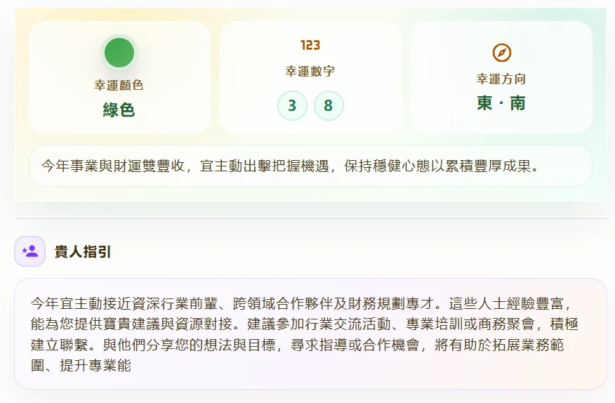 催運要點分頁開運三寶、年度摘要與貴人指引